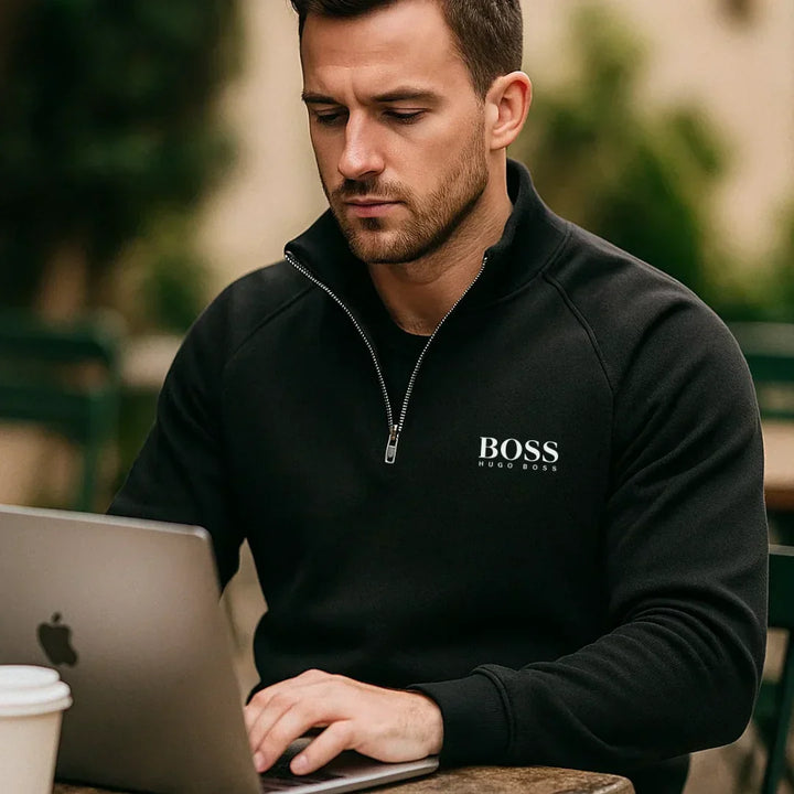 Pull en coton à demi-zip Boss